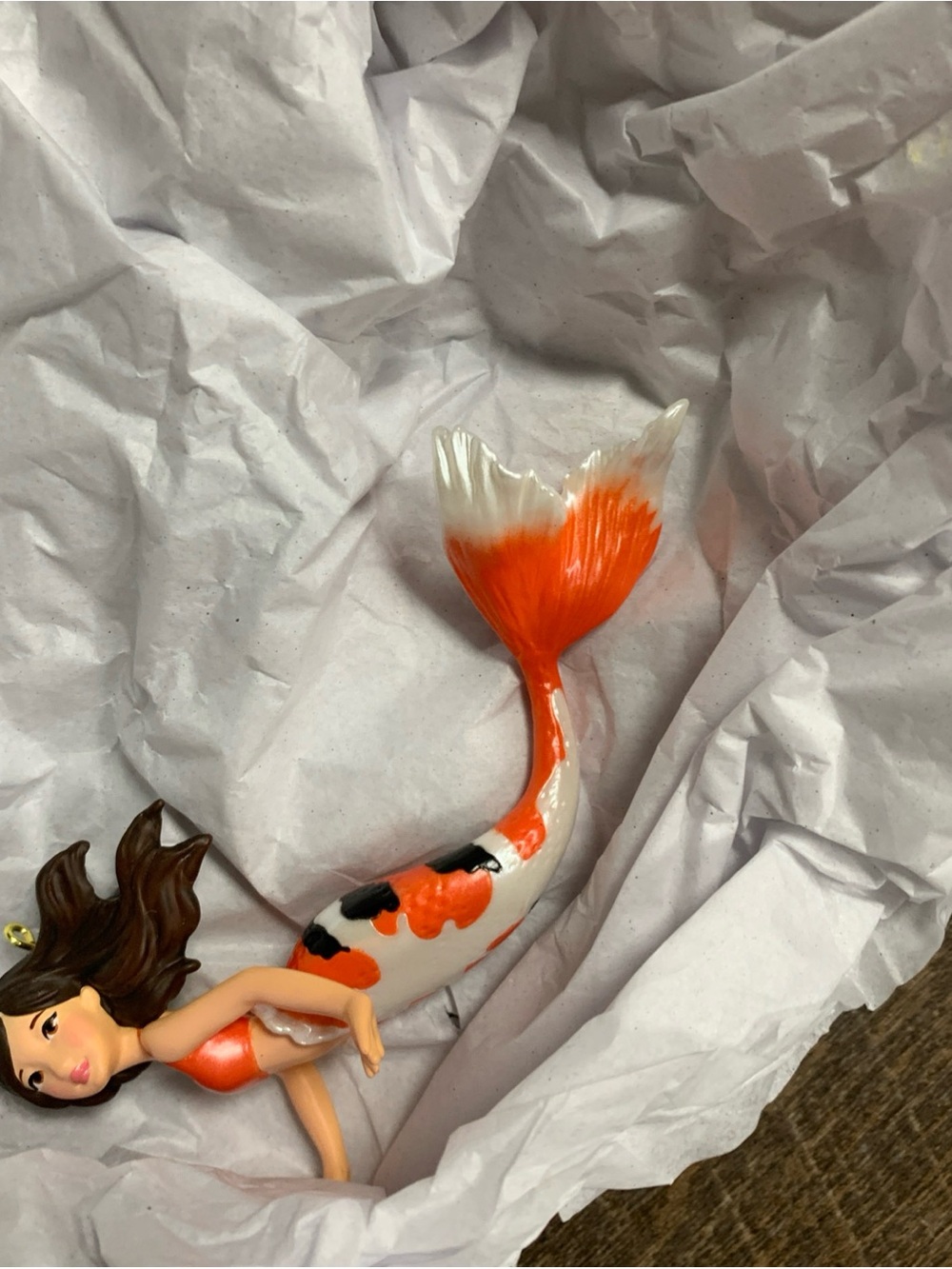 Hallmark Mythical Mermaids series Orange and White Mermaid Ornament
